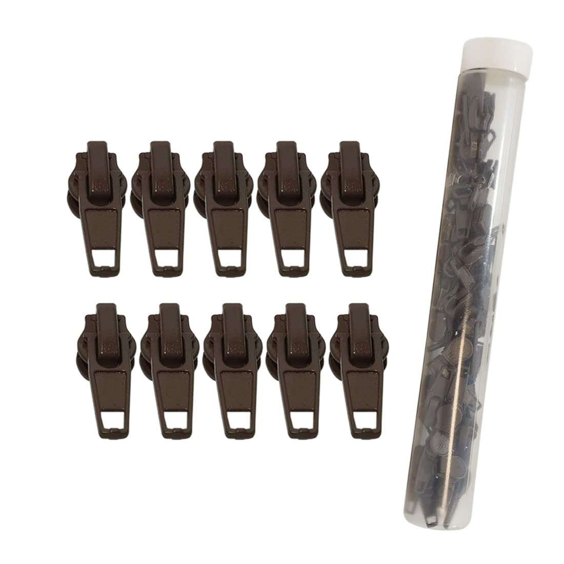 72 Automatic Metal Zipper Sliders for Nylon Zipper, 5 Zipper Slider, Zipper Puller to Repair or Mount a Zipper, Brown Sliders, (#5, Brown)