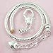 RUBYCA 5pcs White Silver Plated Heart Lobster European Snake Chain Bracelets fit Charm Beads 8.3
