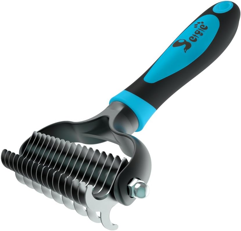 petgle Pet Dematting Tool and Pet Dematting Comb, Double Sided Comb with 17 Plus 9 Teeth for Medium or Large Dogs and Cats with Long Hair or Short Hair