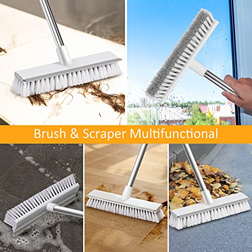 Push Broom Outdoor Indoor Broom Scrub Brush with Long Handle Stainless