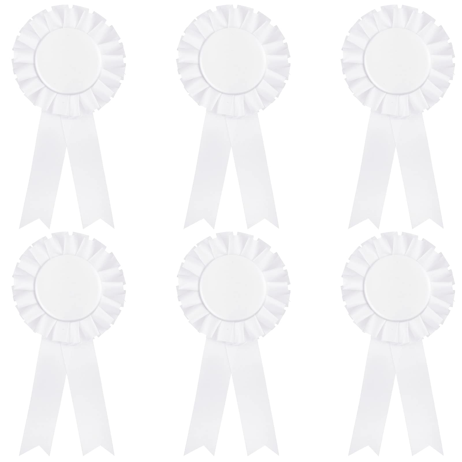 Photo 1 of 6 Pieces Blank Award Ribbon, 1st Place Rosette Ribbon Prize Ribbon Winner Victory Ribbons Deluxe Recognition Ribbons for Competition, Sports Event, School, Contests (White)