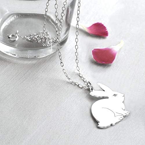 Personalized Sterling Silver Bunny Rabbit Necklace, bunny necklace, Easter gift