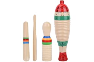 2 Sets Wood Guiro Colorful Fish-Shaped Guiro for Kids and Adults