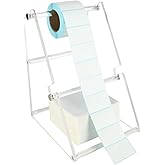 (2 Tier Acrylic Label Paper Stand) Label Roll Holder for Rolls and Fanfold Labels,Acrylic Label Holder for Thermal Printer,Desktop Label Printer Holder for Home,Office,Study,Small Business