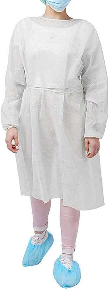Disposable Isolation Gown 10pcs Disposable PE+PP Double Layer Bandage Coveralls Surgical Clothes Non-Woven Dust-Proof Security Protection Clothing