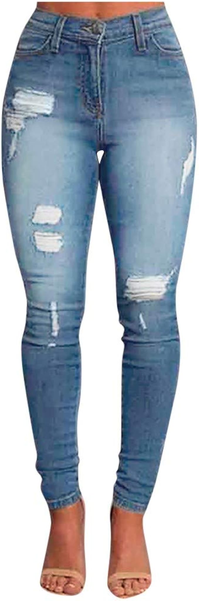 jeans with holes in front and back