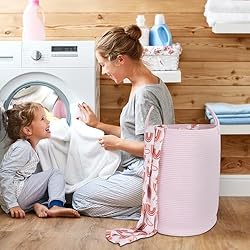 XUANGUO Cotton Rope Laundry Basket Hamper for