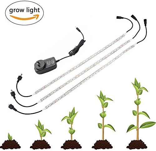 Plant Grow Light for Indoor Plants Flexible Soft 3Pcs With 2A Power Adapter LED Plant Light Strips Red Blue 5:1 for Office Indoor Plant Greenhouse Hydroponics Vegetable Flower Seeds Growth by LEDMEI