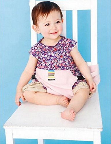 Elufly Outdoor Portable Travel High Chair Booster Baby Seat with Straps Toddler Safety Harness Shopping Cart Safety Strap (Pink)
