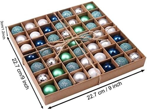 Valery Madelyn Christmas Baubles for Christmas Tree Decoration 49 Pieces 3cm Artic Village and Silver Blue Shatterproof Ball Ornaments - Image 3