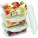 Glass Food Storage Containers Leakproof Meal Prep Lunch Containers Airtight with Locking Lids, Built-in Cutlery Set, Microwave, Freezer, Oven & Dishwasher Safe, BPA Free & FDA Approved (3 Set, 34 oz)