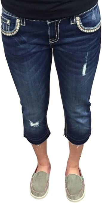 embellished denim capris