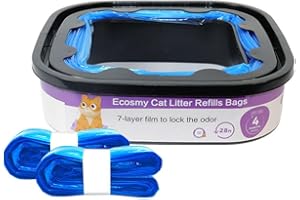 ECOSMY 28 feet Cat Litter Refill Bags with 7-Layer Material Effectively Prevents Odors Compatible with Litter Cat Genie Standard, Plus (1 Reusable Cartridge with Bag+2 Bags, 28 feet)