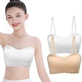 ABTRAV Girls Strapless Bandeau Bra 2 Pack Seamless Underwear Dance Ballet Teen Cami Tube Top Bralettes 10-18 Years
