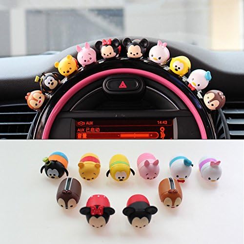 FULL WERK Cute Animals Car Dashboard Decoration Creative Cartoon Silicone Ornaments (Pack of 10)