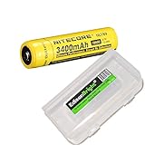 NITECORE NL189 3400mAh Protected 18650 Rechargeable Li-ion Battery with EdisonBright BBX3 battery carry case. - Designed for TM26 TM16 TM06 SRT7 SRT6 P25 EC25 TK75 PD35 PD32 TK22 M21X BT20 M23 MH20 i4 and other High Drain Devices