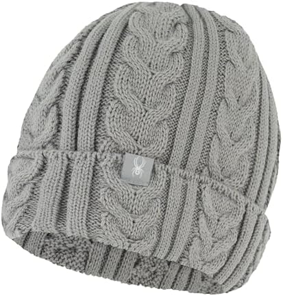 帽子 S fuzzy knit beanie (gray) THEREDTHREAD Spyder Womens Fuzzy Knit Ribbed Cuff Beanie, Black, One Size at