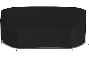 Covers & All Curved Outdoor Couch Cover, 12 Oz PVC Polyester Patio Furniture Cover, Tear & UV Proof Couch Cover Patio with Air Pockets & Drawstrings (90" L x 34" W x 32" H x 46" FL, Black)