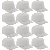 12 Pack Seamless Baseball Caps Wholesale Bulk - No Center Seam, DIY Friendly, Adjustable Breathable Lightweight for Men Women
