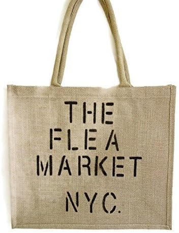 Flea Market Beach Jute Storage Shopping Tote Bag Hand painted NYC