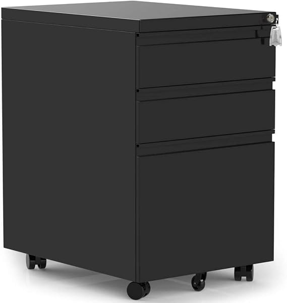 Black File 3 Drawers Fully Assembled Under Desk