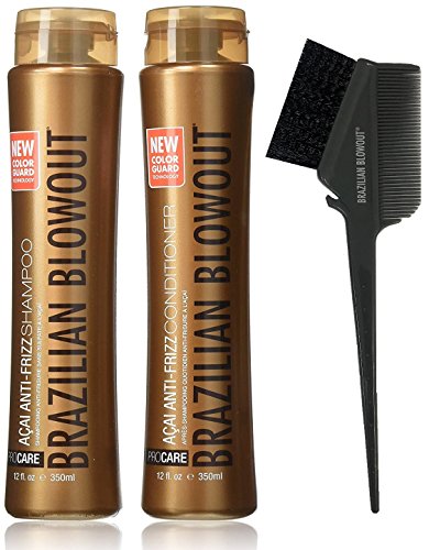 Brazilian Blowout Anti-Frizz Shampoo & Conditioner 12oz Set With Comb and Brush Applicator