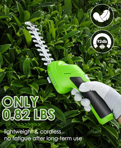 PINOZE Cordless Grass Shear & Hedge Trimmer - 2 in 1 Handheld 7.2V Small Electric Bush Trimmer, 2.0Ah Rechargeable Battery Powered Shrub Trimmers Grass Cutter for Garden, Yard, Lawn Care