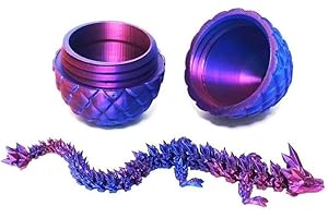 FUISYLR 3D Printed Dragon Egg, Articulated Dragon Inside, Crystal Dragon Fidget Toy, Mystery Dragon Egg for Autism/ADHD (Silk Purple)