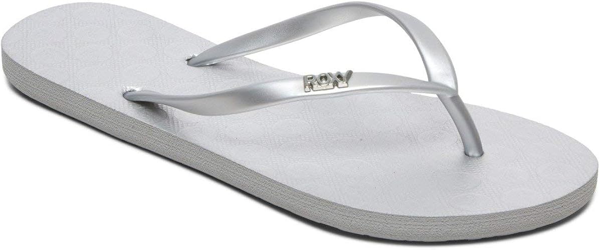 roxy silver flip flops