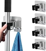 homeasy Mop Broom Holder 4 Pcs Stainless Steel Self Adhesive Wall Mount view 1