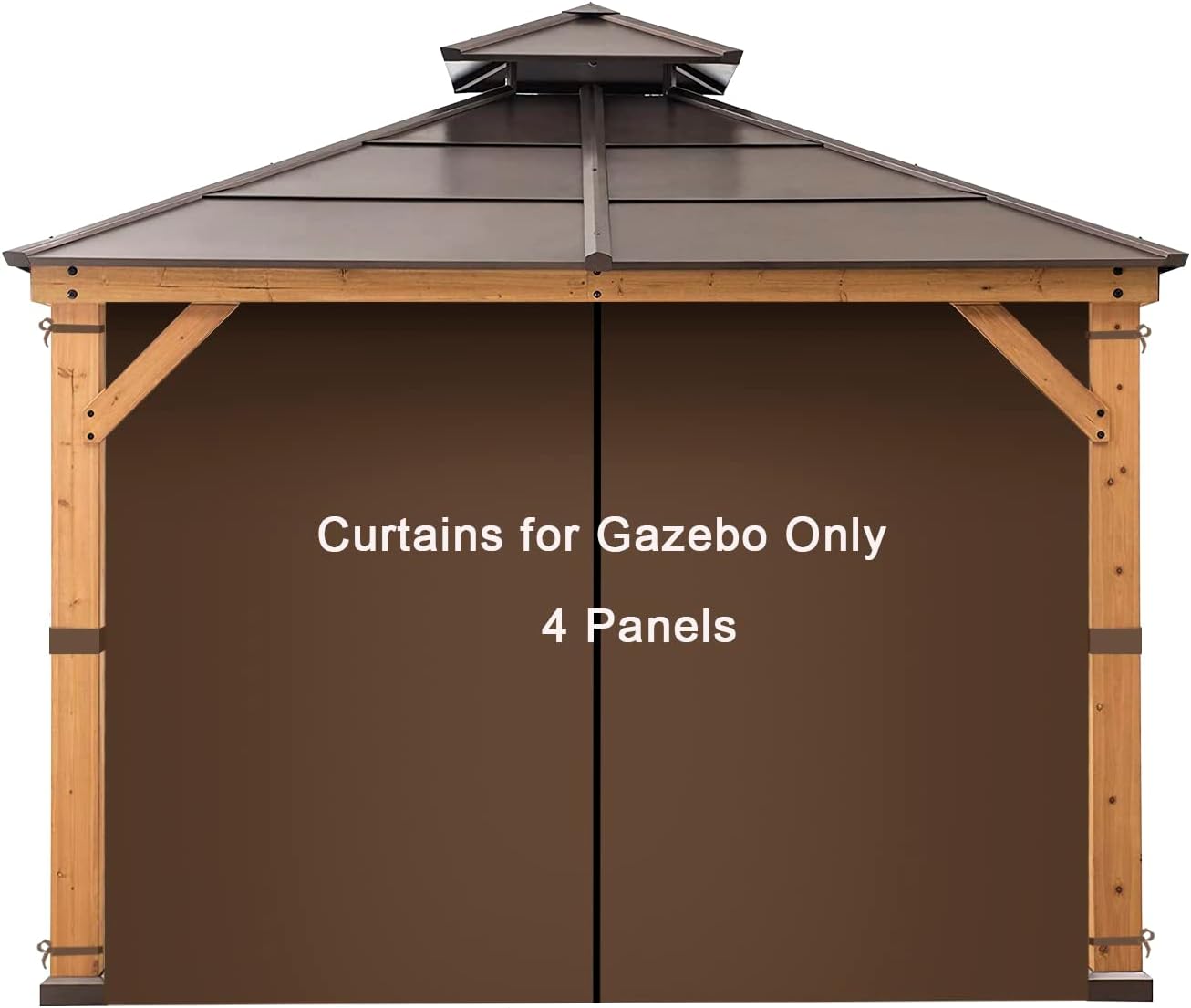 Outdoor Curtains - Garden Sunny10‘x12' Replacement Gazebo Curtains for Outdoor Waterproof Privacy Sidewall,Universal Shade Curtains Set,Protecting Side Walls- 4-Panels (Only Curtains)-Brown