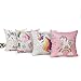 HL HLPPC Unicorn Pink Pillow Covers Square 18 x 18 Inches Cotton Linen Cushion Cover Perfect for Home Decorative
