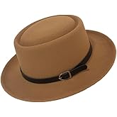 Cotilafi Pork Pie Hat Flat Top Fedora, Vintage Panama Classical Jazz Party Hats, Outdoor Travel Street Cap Sun Caps