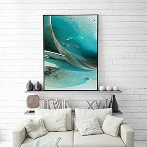 Framed Canvas Home Artwork Decoration Golden Abstract Style Canvas Wall Art for Living Room, Bedroom - 16x24 inches