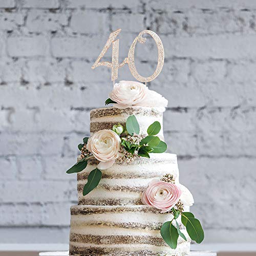 40-Cake-Topper-ROSE-GOLD-Birthday-or-Anniversary-Premium-Diamond-Crystal-Rhinestones-Monogram-Number-Forty-40th-Birthday-or-Anniversary-Party-Supply-Decoration-Ideas-Keepsake-40-Rose