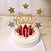 SUNBEAUTY Pack of 2 Gold Glitter Happy Birthday Cake Topper Decoration (Gold)