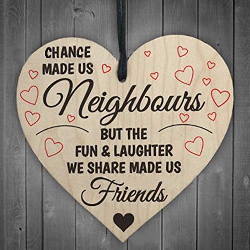 Sugely Handmade Wooden Hanging Heart Plaque Gift for Neighbor Keepsake for Friend (A)
