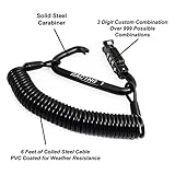 Precision Works Racing 1  6-Feet Steel Cable and Combination Carabiner Motorcycle Helmet Lock Set, Black