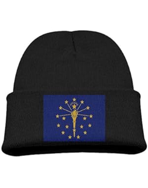 Flag Of Indiana Kid's Hats Winter Funny Soft Knit Beanie Cap children Unisex