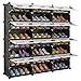 KOUSI Portable Shoe Rack Organizer 48 Pair Tower Shelf Storage Cabinet Stand Expandable for Heels, Boots, Slippers， 8 Tier Black