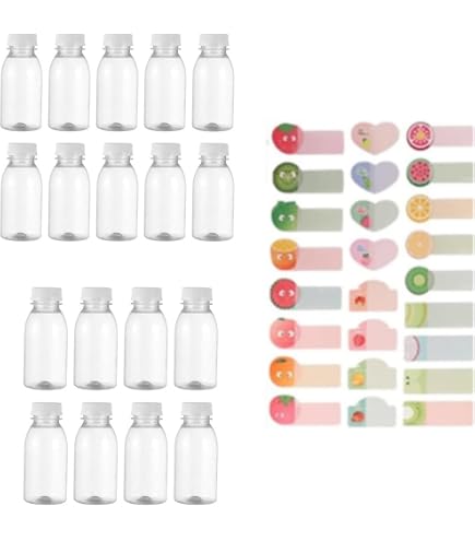 EIMELI Bouteilles Jus Vides Bouteille Transparente Contenants de Boisson Lait Réutilisable Boisson Plastique Eau Contenants Transparents Bouchons Couvercles