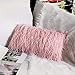 OJIA Deluxe Home Decorative Super Soft Plush Mongolian Faux Fur Throw Pillow Cover Cushion Case (12 x 20 Inch, Blush Pink)