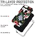 TOPSKY Compatible with iPhone 6S Case,iPhone 6 Case, [Heavy Duty] Three Layers Rugged Armor Shockproof Soft Silicone Anti-Scratch Anti-Fingerprint Hard PC Protective Case for iPhone 6/6s,Flower 2 Black