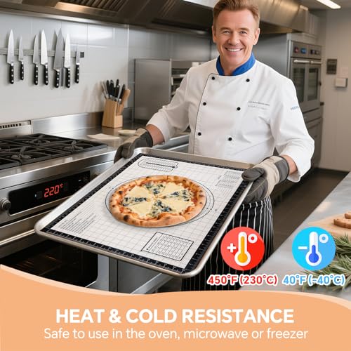Lazymi Large Non-Stick Baking Mat, Silicone, Non-Slip Dough Mat, Rolling Mat, Silicone Mat, Baking Film, Baking Paper, Work Mat with Measurement 71 x 51 cm for Fondant, Pizza, Bread Mat, BPA Free