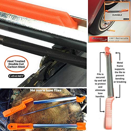 Cataumet Chainsaw Sharpener Kit and Chainsaw Carrying Case Bag Includes 3 Round Files Sizes 5/32" 3/16" 7/32" 3 Guide Handles Stump Vise Felling Wedge Flat File Depth Gauge Multi Wrench Tool Bag