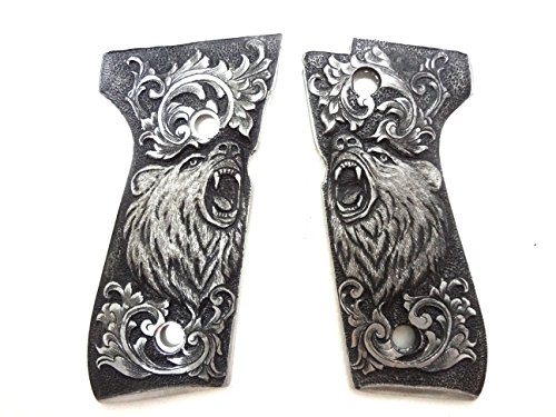 Paras aluminum hand engrave beretta 92fs grips bear