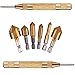 Gejoy 2 Pack Automatic Center Punch One-Hand Operational Adjustable Spring Stroke Strength and 6 Pieces Countersink Drill Bit Set 1/4 Inch Hex Shank 90 Degree HSS 5 Flute Hole Cutter Chamfering Drill