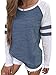 Famulily Women's Long Sleeve Baseball Tee Shirt Crew Neck Colorblock Striped Tops(Blue,Medium)