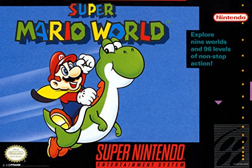 Super Mario World Super Nintendo NES Game Series Box Art Yoshi Luigi Princess Peach Poster 12x18