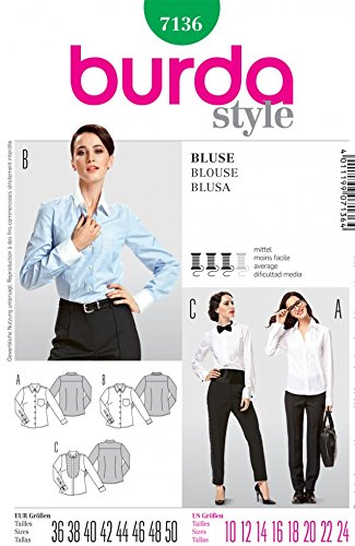 Burda Ladies Sewing Pattern 7136 Smart Fitted Shirts & Blouses at Amazon